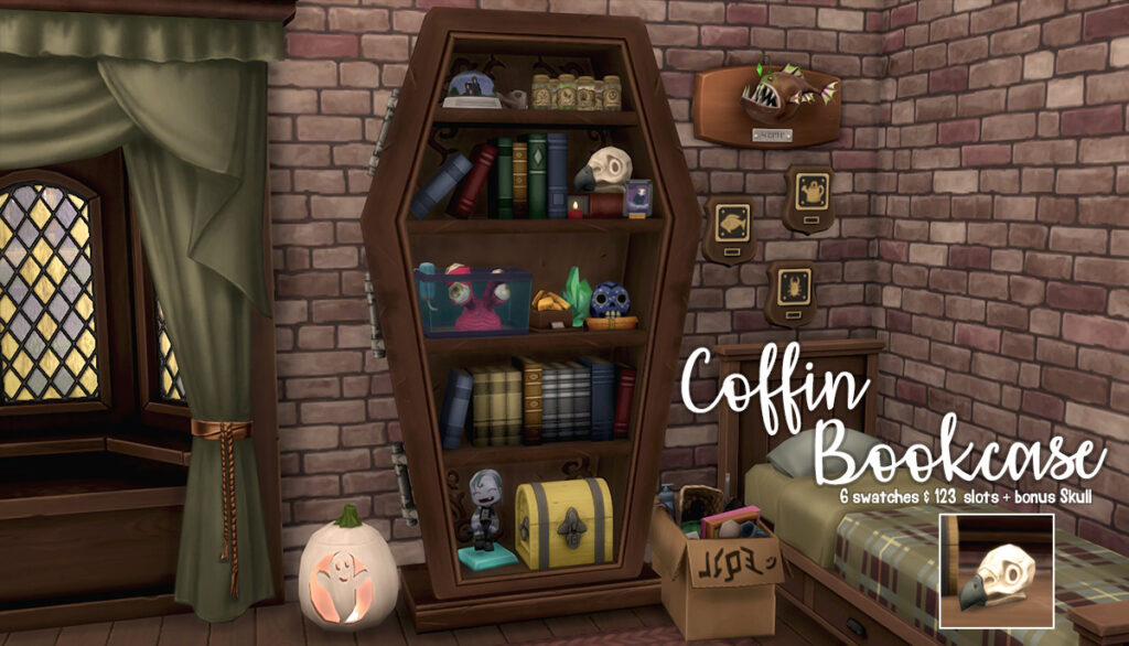 Une étagère halloween pour Les Sims 4 en forme de cercueil