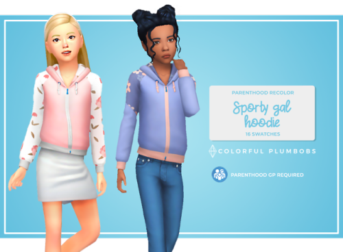 Deux sims portant des sweat-shirts de sport pour filles mignons sims 4 cc enfants