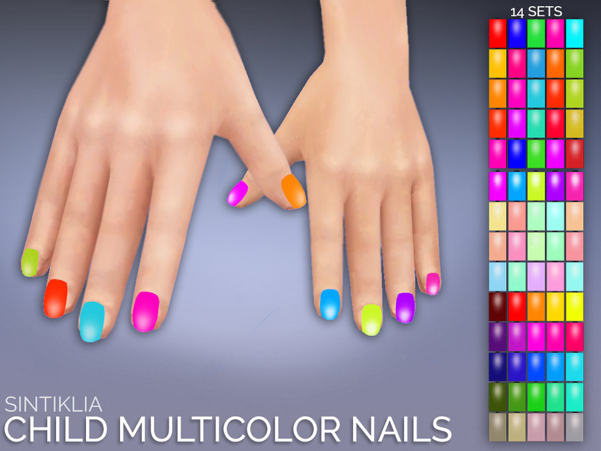 ongles multicolores Sims 4 CC pour enfants