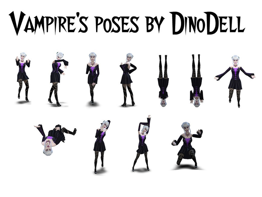Le même vampire sur un fond blanc effectuant onze poses différentes