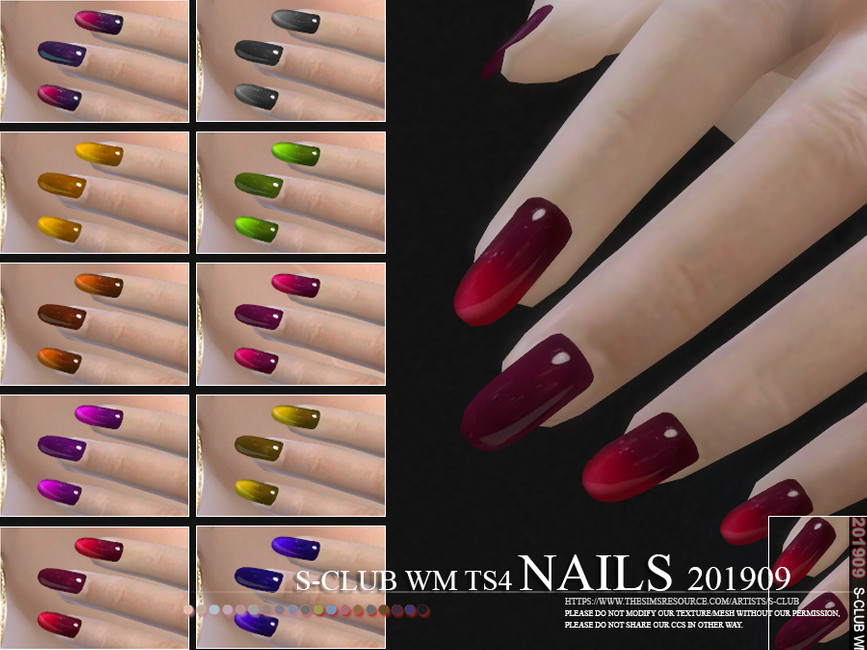ongles cc sombres dégradés sims 4