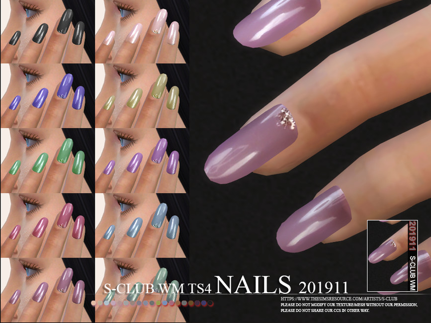 s-club glossy sims 4 cc nails