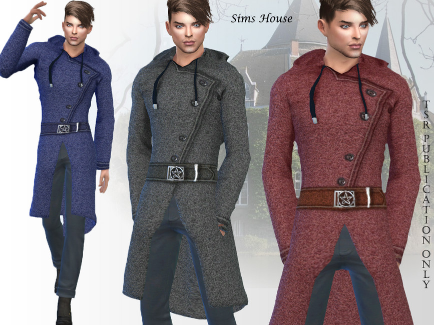 Le même personnage masculin des Sims 4 trois fois portant une veste magique