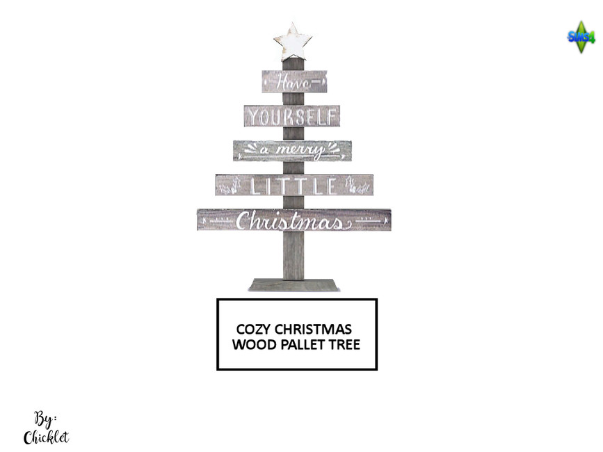 Un ensemble de morceaux de bois avec une étoile en bois au sommet. Les mots "Have Yourself a Merry Little Christmas" y sont écrits dans différents styles de texte.
