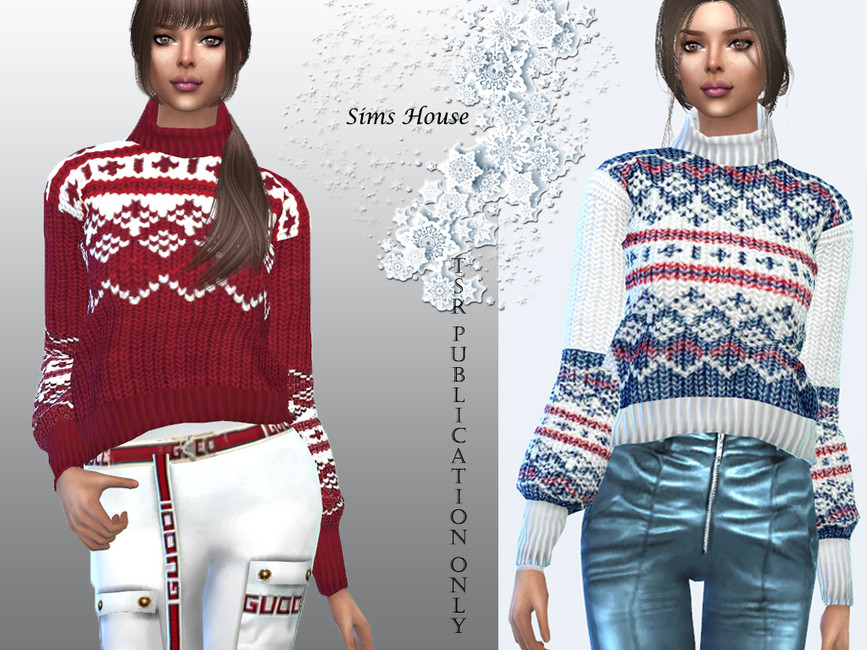 Un Sim portant un pull de Noël à col roulé