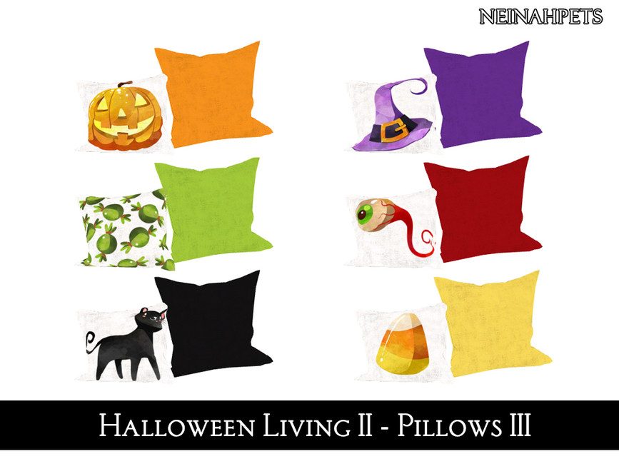 six coussins avec des motifs d'Halloween