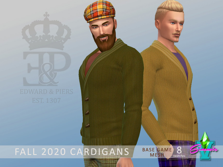 Deux Sims différents portant des chemises à encolure en scoop sous un cardigan tricoté