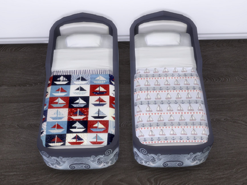 lit pour tout-petit Tout en Mer avec des bateaux sur les couvertures