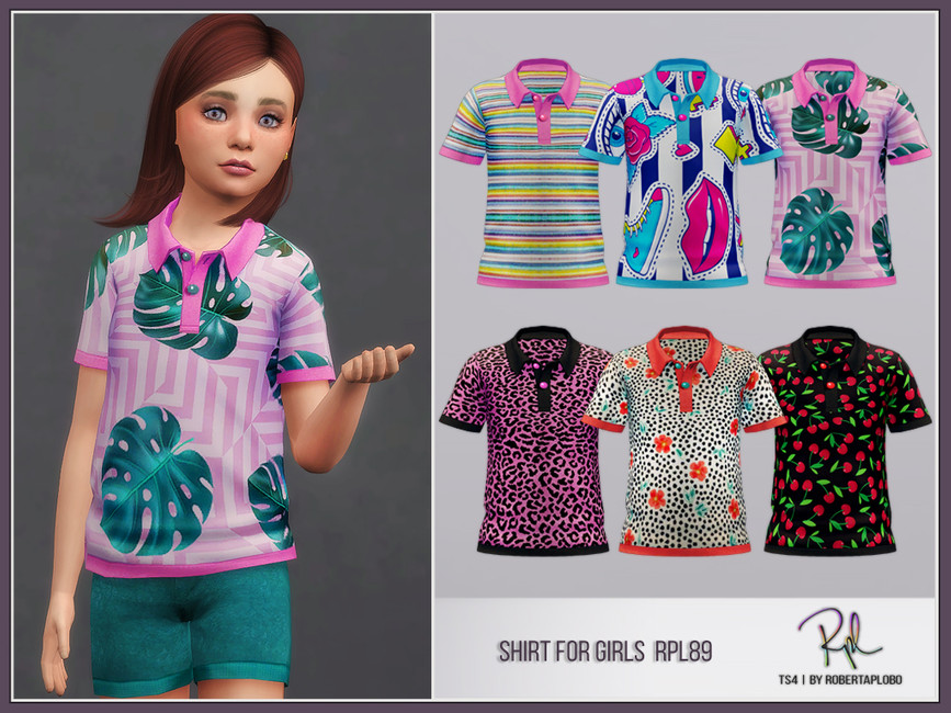 Une option de chemise polo à motifs pour les vêtements personnalisés pour enfants sims 4