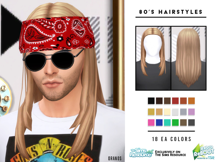 Un sim masculin dans Les Sims 4 avec des cheveux blonds longs et un accessoire de bandana sur la tête.