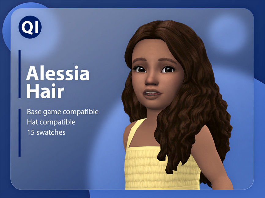 sims 4 cc cheveux bouclés pour bambins avec une bambine les portant dans une robe jaune