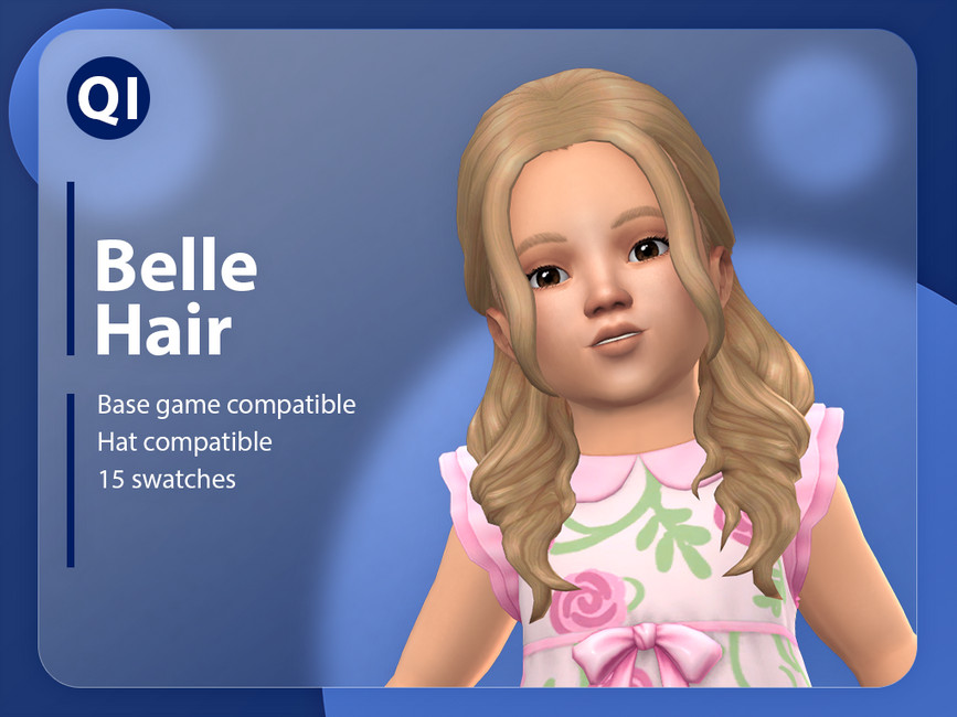une enfant blonde avec une robe florale et des cheveux bouclés avec cc dans Les Sims 4