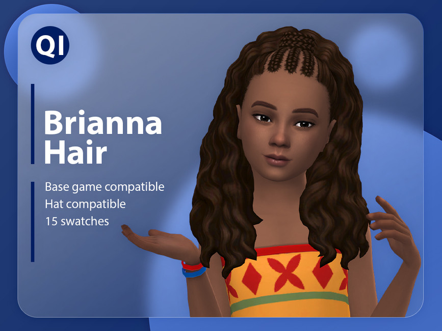 un Sim avec des cheveux bouclés avec des tresses en haut portant un haut orange, rouge et vert avec des motifs dans Les Sims 4 