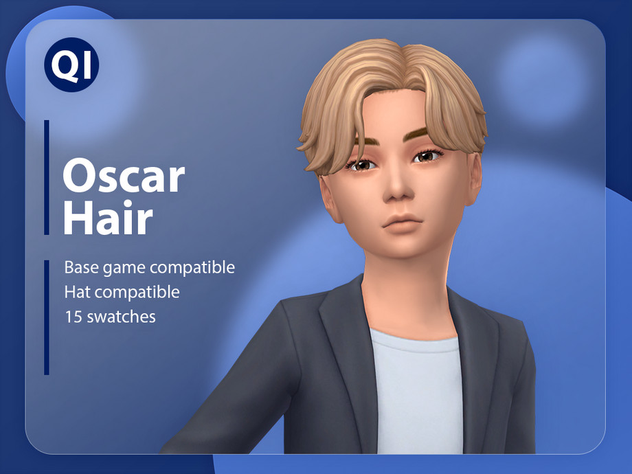 Un sim portant une veste blazer sur un t-shirt blanc avec des cheveux blonds courts.